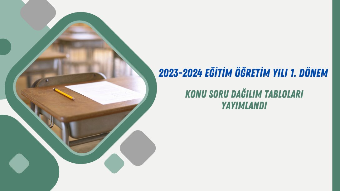 2023-2024 Eğitim Öğretim Yılı 1. Dönem Konu Soru Dağılım Tabloları Yayımlandı
